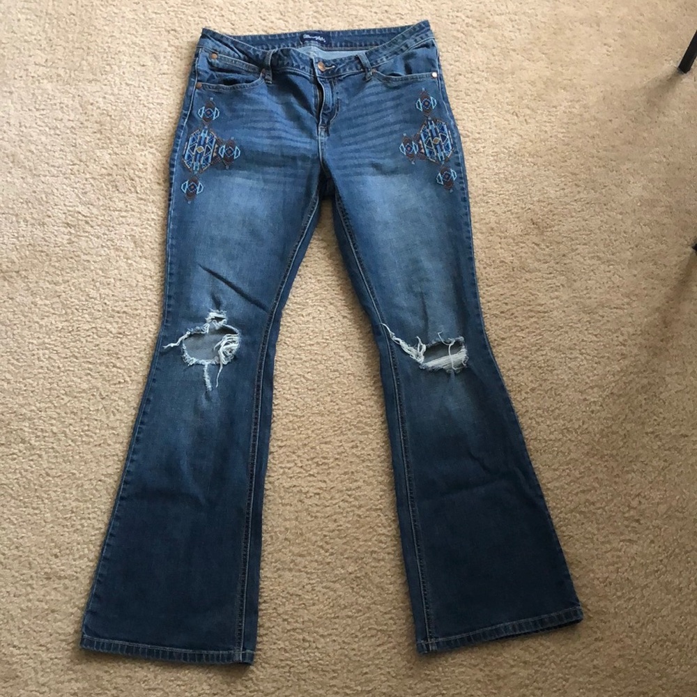 Wrangler distressed Aztec bootcut jeans
